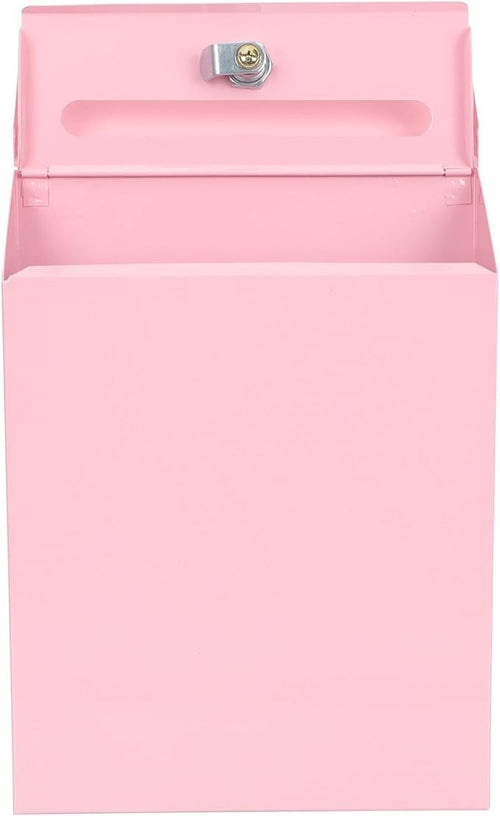Wall Mounted Locking Suggestion Box Pink – Secure Mail Holder for Home & Office