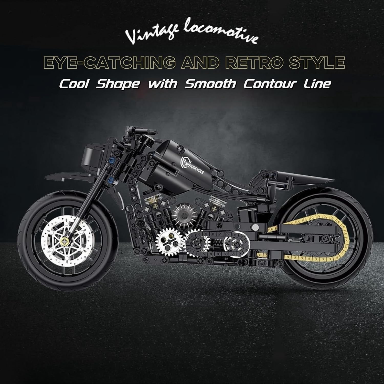 Realistic 586pcs Motorcycle Model Kit with Moving Suspension & Pistons