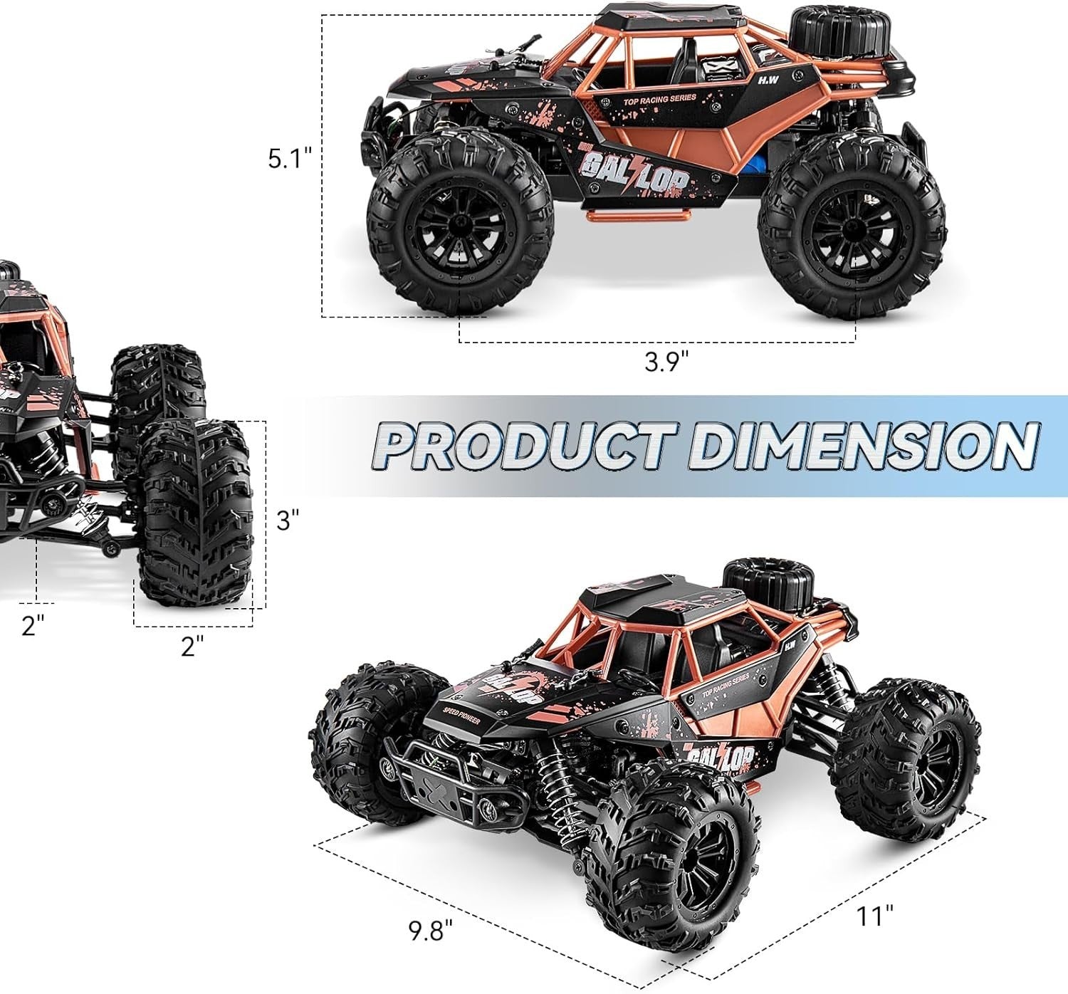 Fast 1:16 RC Truck 4WD 22MPH Off-Road Car Dual Batteries Boys 14+ Gift