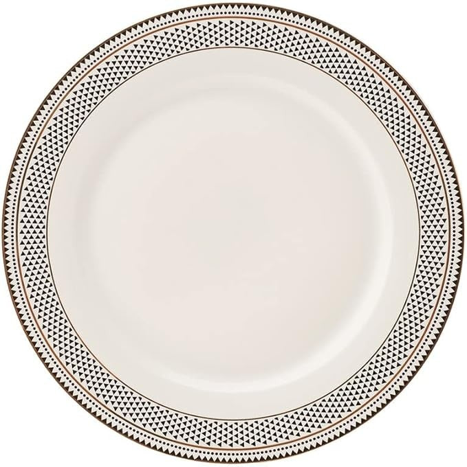 24 Piece Porcelain Dinner Set for 6 Plates Bowls White Gold Rim
