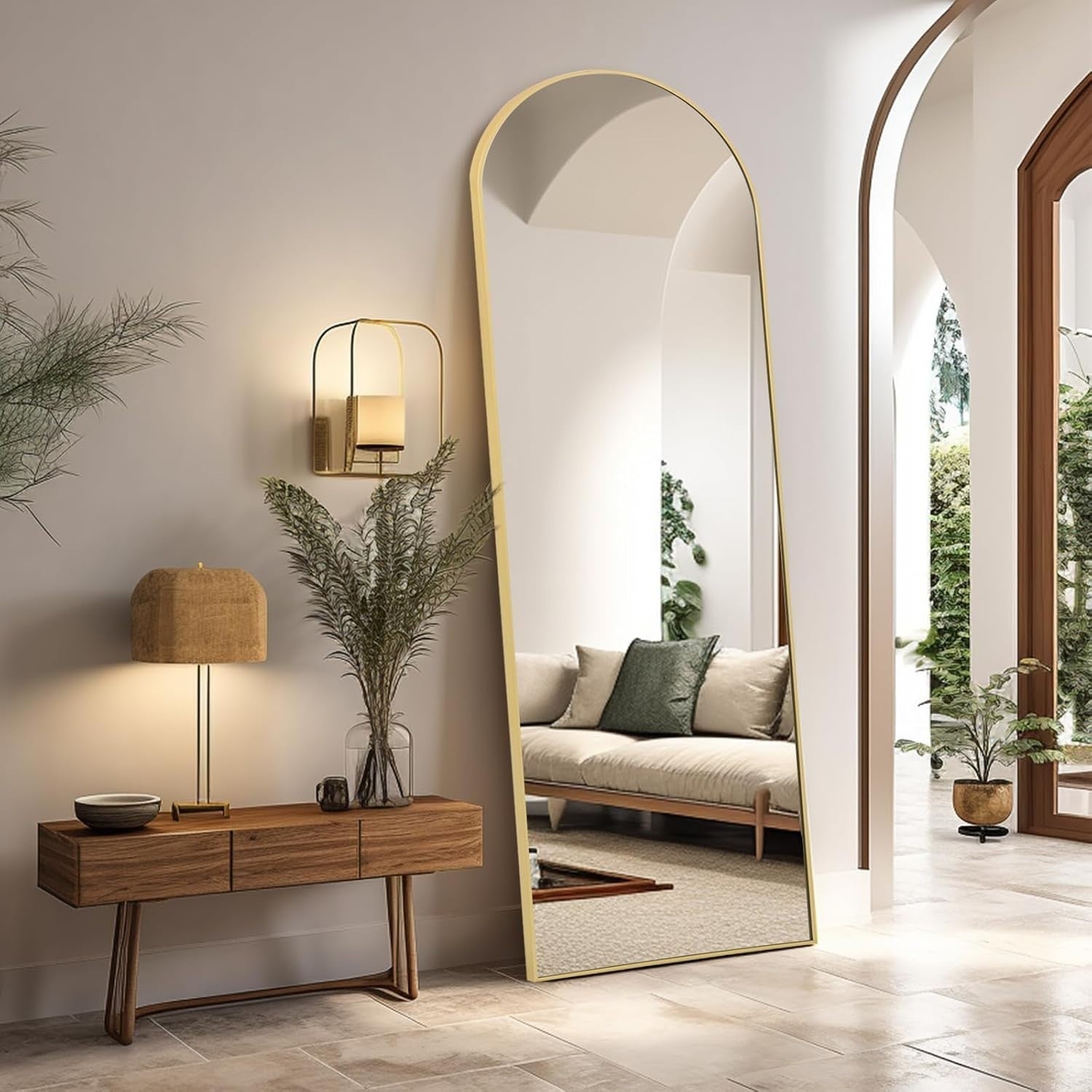 Gold Arch Full Length Mirror 165x60cm Wall Leaning Dressing Mirror