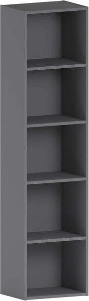 5 Tier Grey Wooden Cube Bookcase Small Storage Shelf for Living Room Office