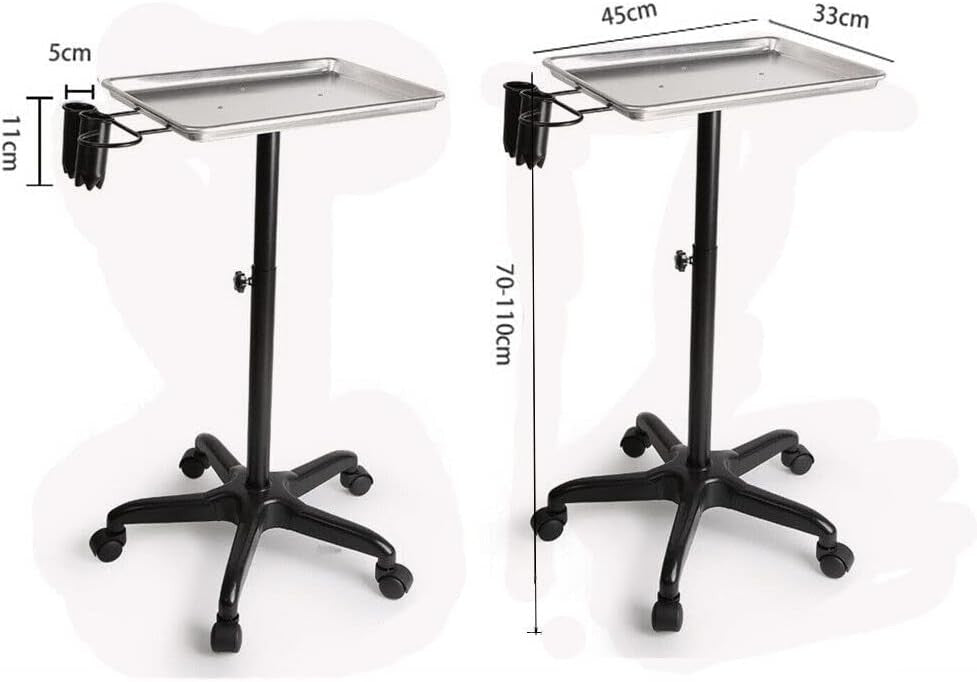 Salon Trolley Rolling Workstation Adjustable Height Aluminum Beauty Tray