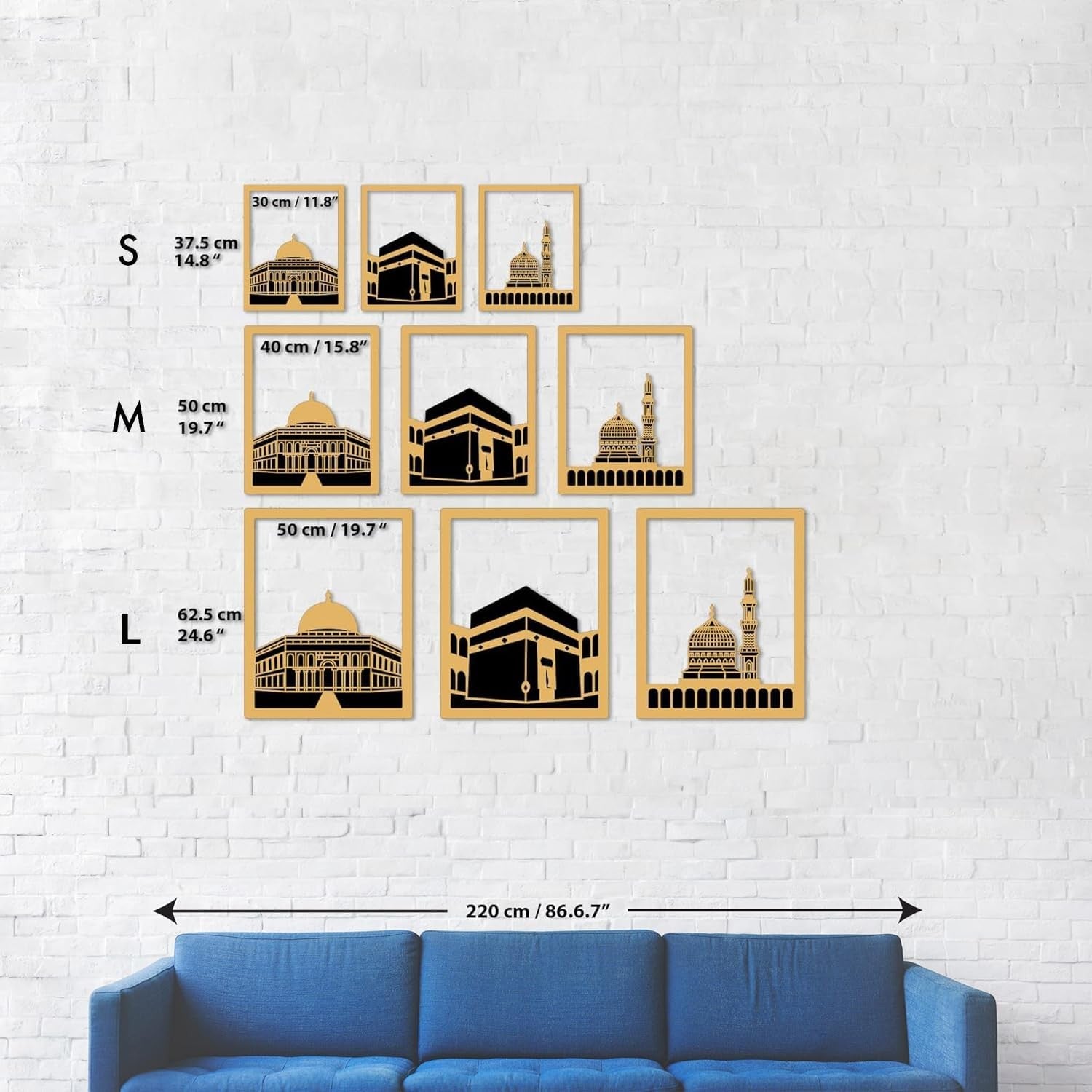 Islamic Wooden Wall Art Set Masjid Al Aqsa Kaaba Nabawi Decor Ramadan Gift