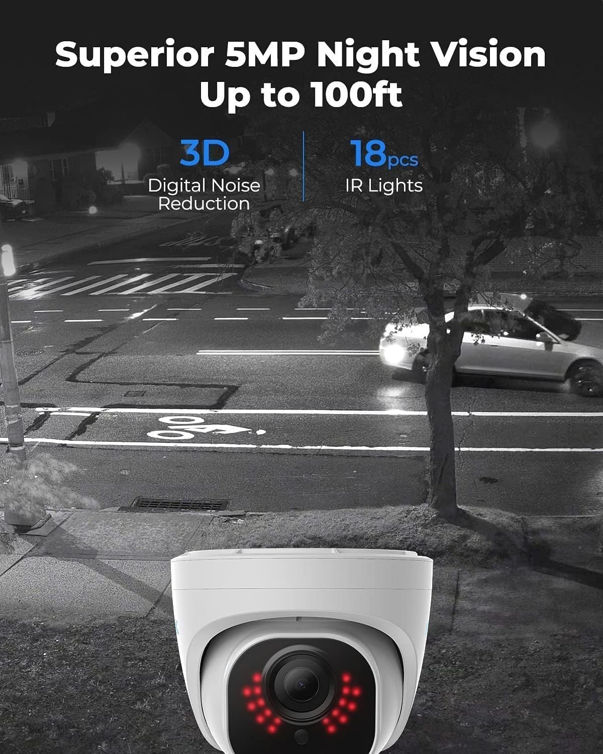2 Pack 5MP PoE Security Cameras CCTV IP66 Night Vision Audio