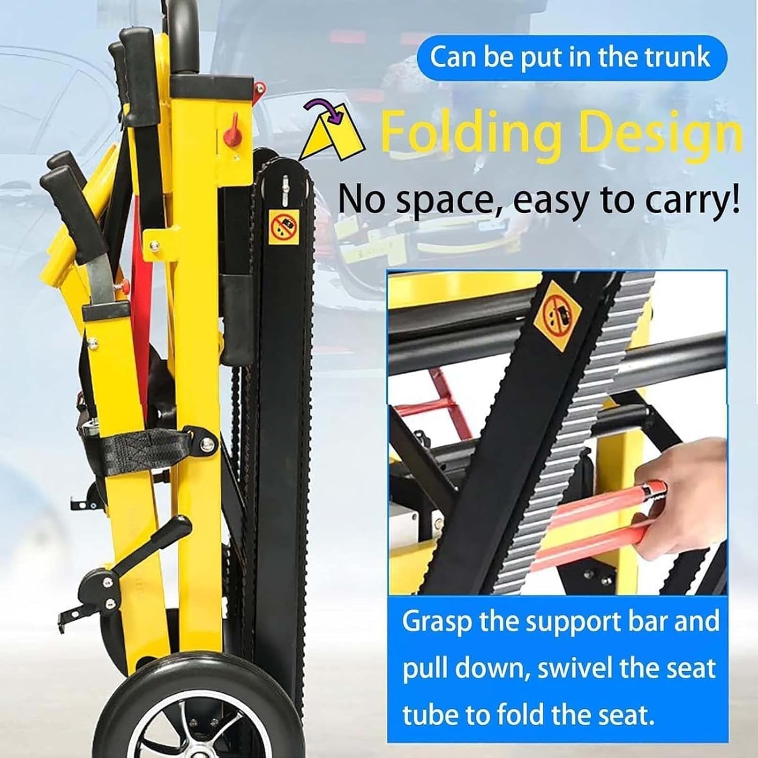 Electric Stair Climbing Wheelchair Trolley Foldable Mobility Chair 380lb