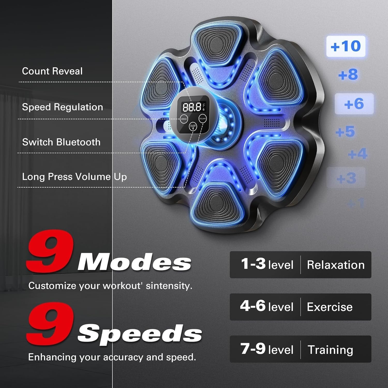 Music Boxing Machine LED Punch Trainer Bluetooth Mounted