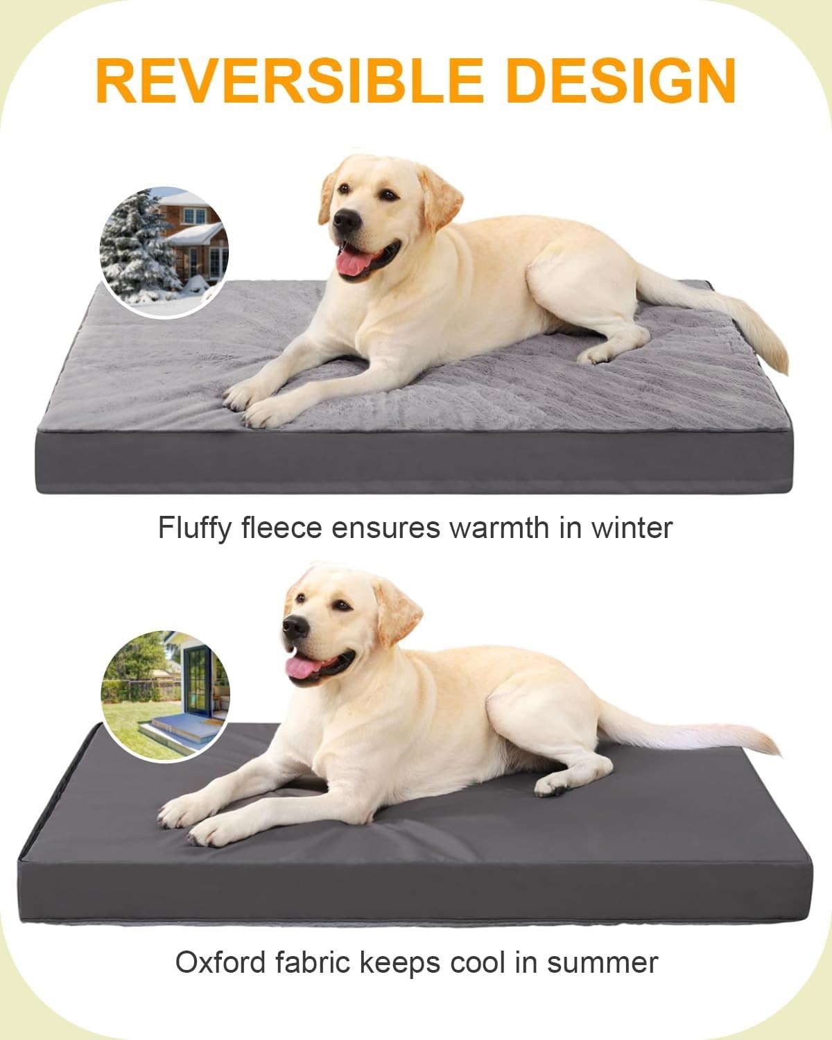 Large Orthopedic Dog Bed 105x70cm Waterproof Washable Dark Grey
