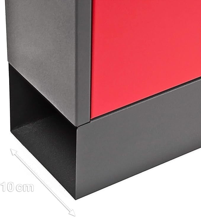 Lockable Wall Mounted Mailbox Black Red Secure Post Box w/ Keys A4 Slot