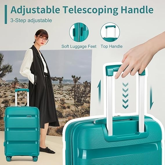 Medium Hard Shell Suitcase Polypropylene TSA Lock 4 Spinner Wheels 56L