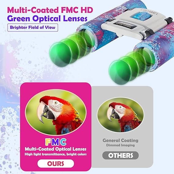 8x21 Kids Waterproof Compact Binoculars Mini Travel Bird Watching Mix Colour