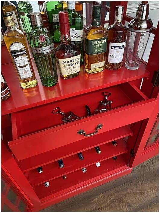 Telephone Box Drinks Cabinet Bar Unit – Retro Home Bar Storage Wine Display Red