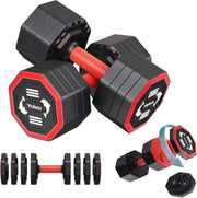 20kg Adjustable Dumbbells Pair 4-in-1 Quick Dial Home Gym Weights Set