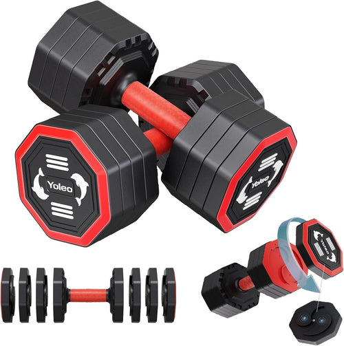 20kg Adjustable Dumbbells Pair 4-in-1 Quick Dial Home Gym Weights Set
