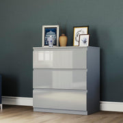 Modern Grey 3-Drawer Chest Storage Cabinet | Smooth Glide, Durable Wood