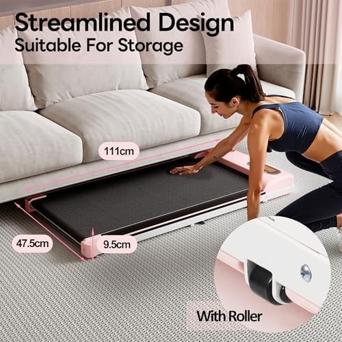 Portable Under Desk Walking Pad 1–6km/h Quiet Treadmill w/ LED & Remote