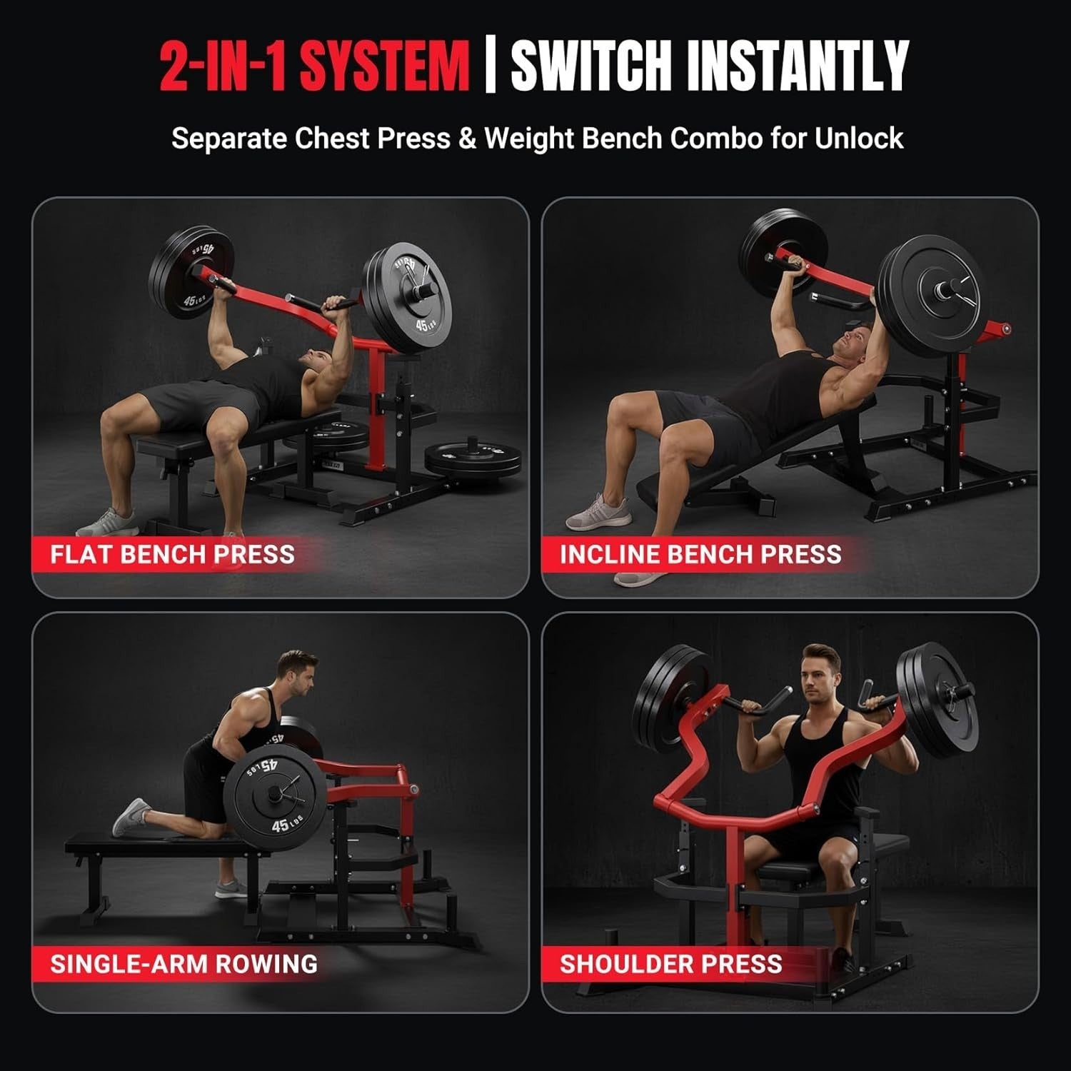 2-in-1 Adjustable Weight Bench & Chest Press Rack for Home Gym