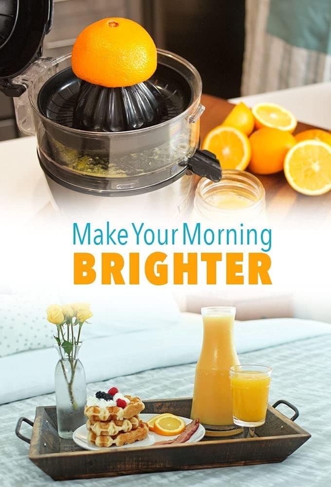 Hands Free Electric Citrus Juicer One Button Press Pulp Control Easy Clean