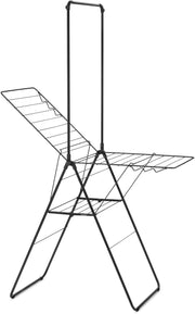 20m Clothes Airer with Hanger Rod Folding Indoor Drying Rack Matt Black