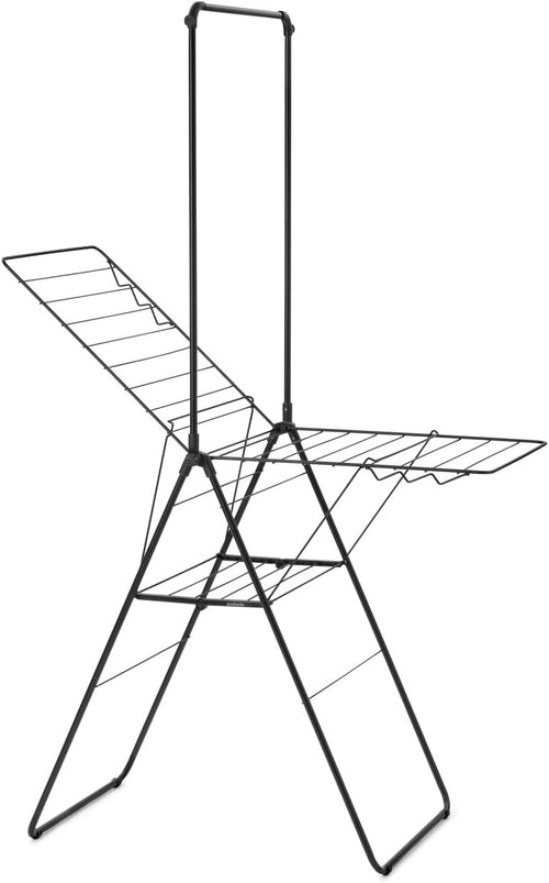 20m Clothes Airer with Hanger Rod Folding Indoor Drying Rack Matt Black
