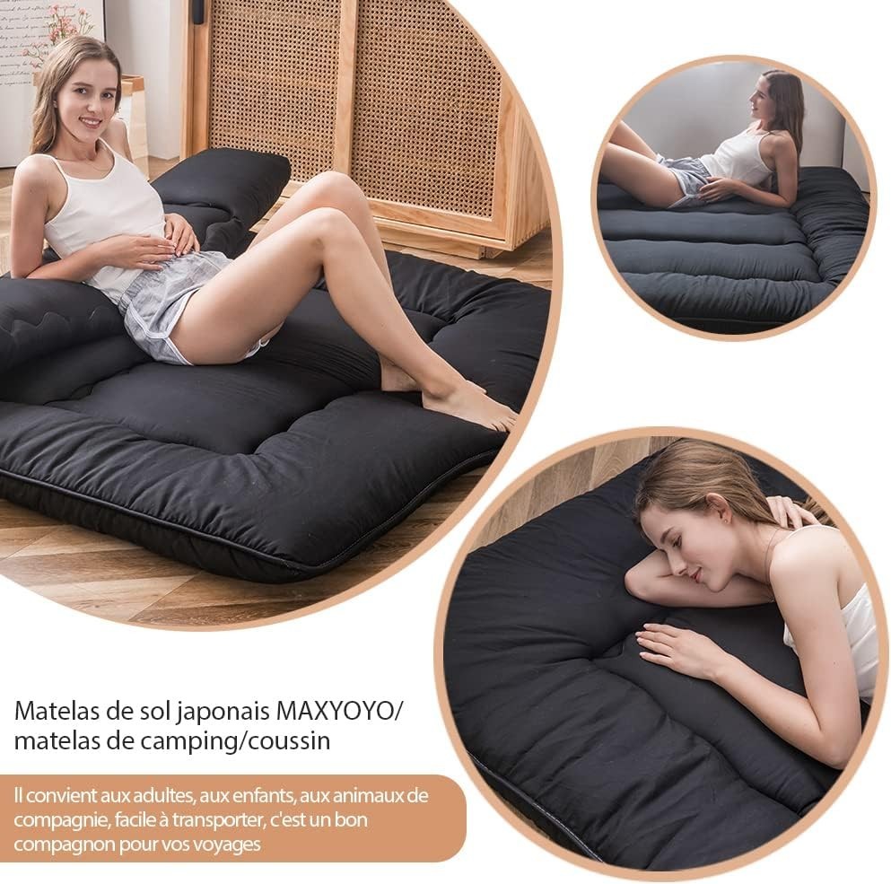 Foldable Double Futon Mattress | Thick Tatami Sleeping Pad, Portable Bed