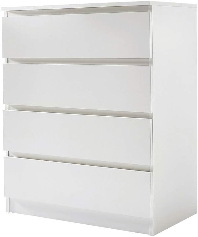 White 4 Drawer Chest | Modern Slim Storage Unit | Bedroom Hall Cabinet