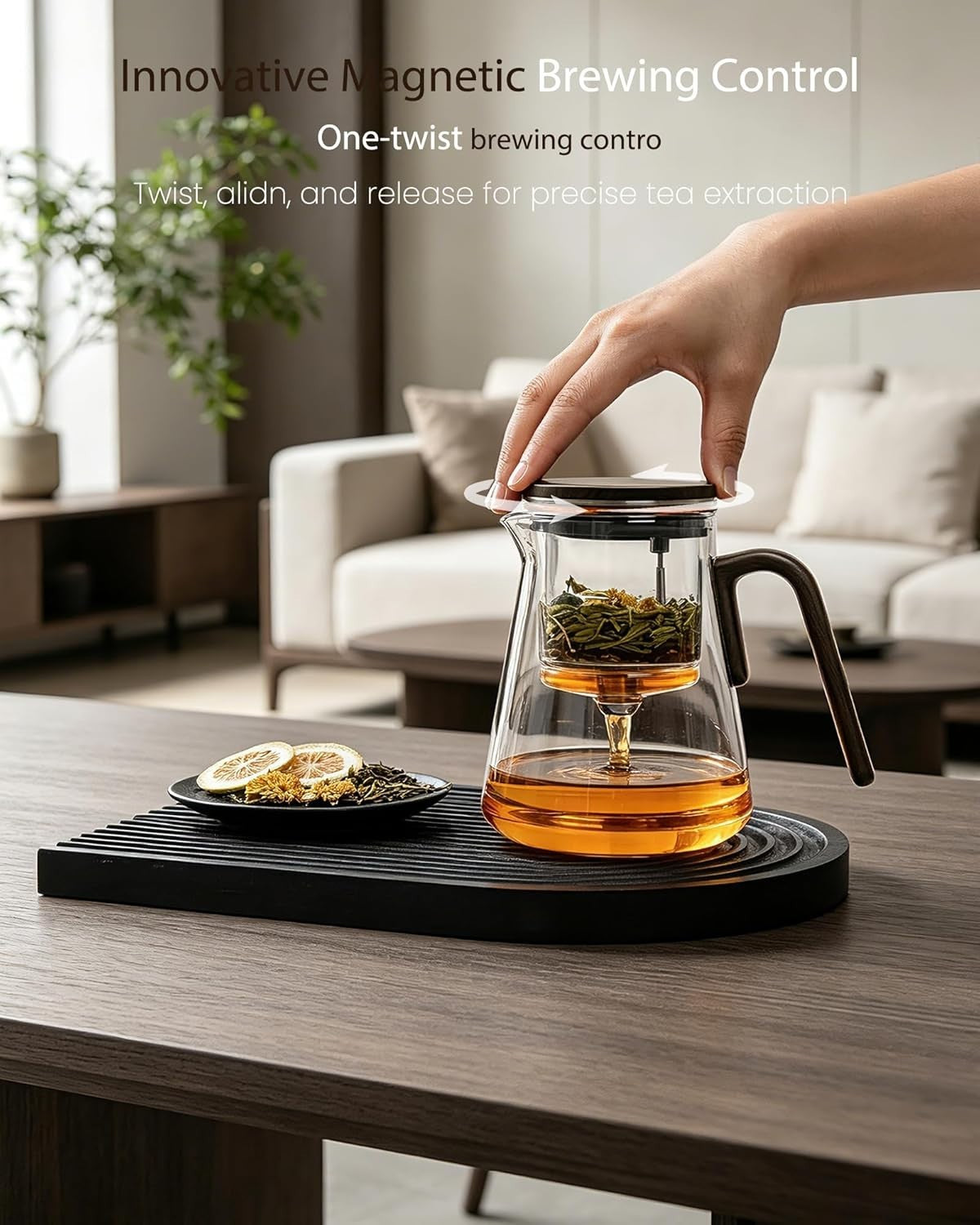 800ml Magnetic Glass Teapot with Infuser Loose Leaf Tea Pot Gift Box