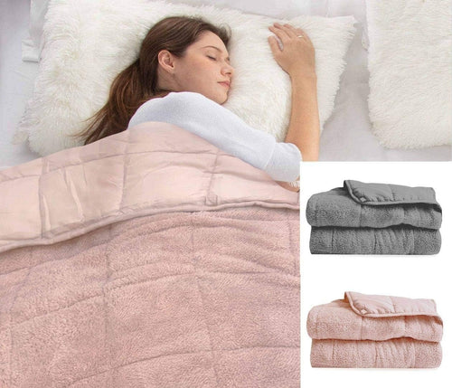 Teddy Fleece Weighted Blanket Pink 12lbs 120x180cm Calming Comfort