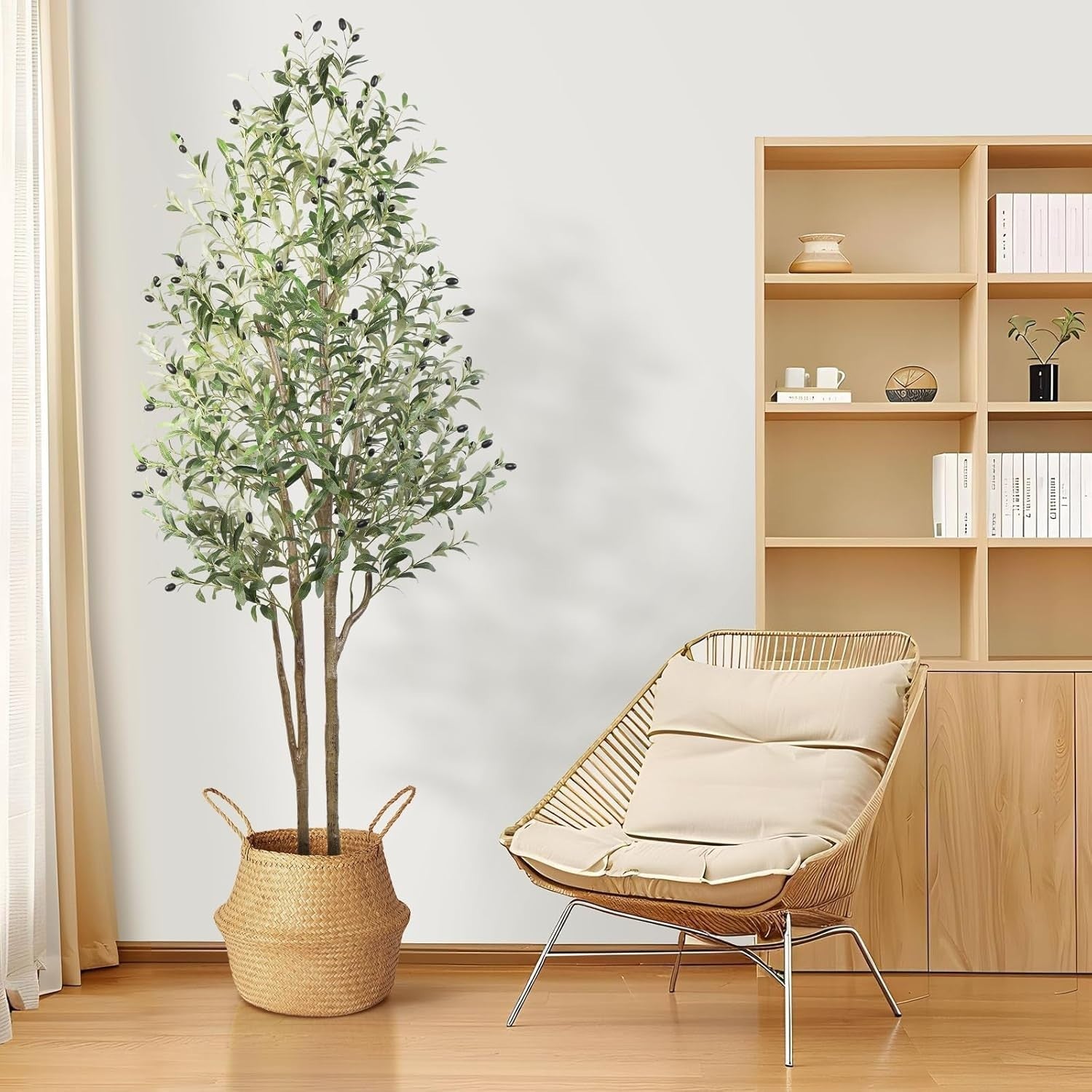 6ft Artificial Olive Tree with Pot Lifelike Leaves Tall Indoor Outdoor Decor
