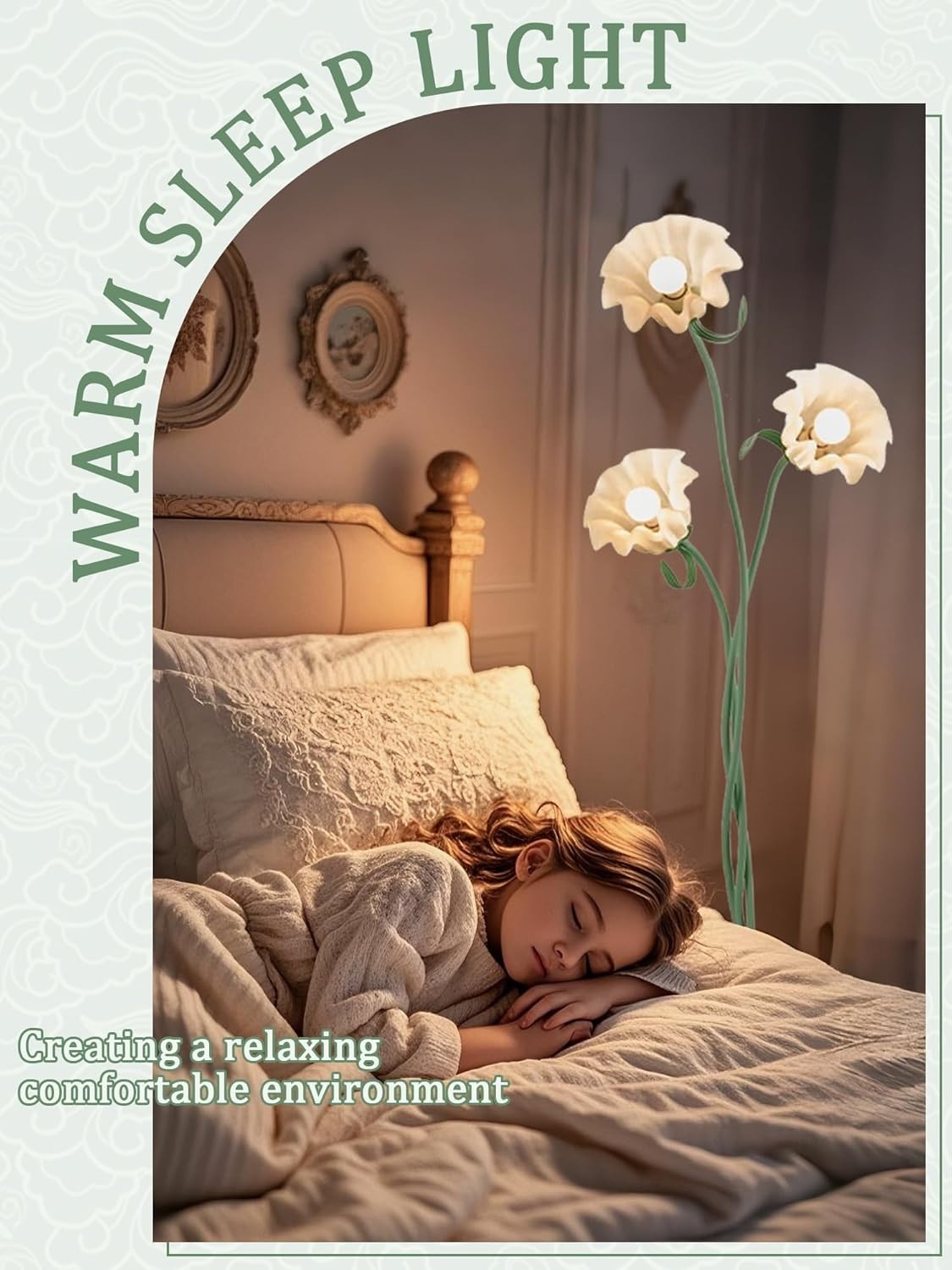 LED Flower Floor Lamp for Living Room, Adjustable 3-Light Reading Lamp