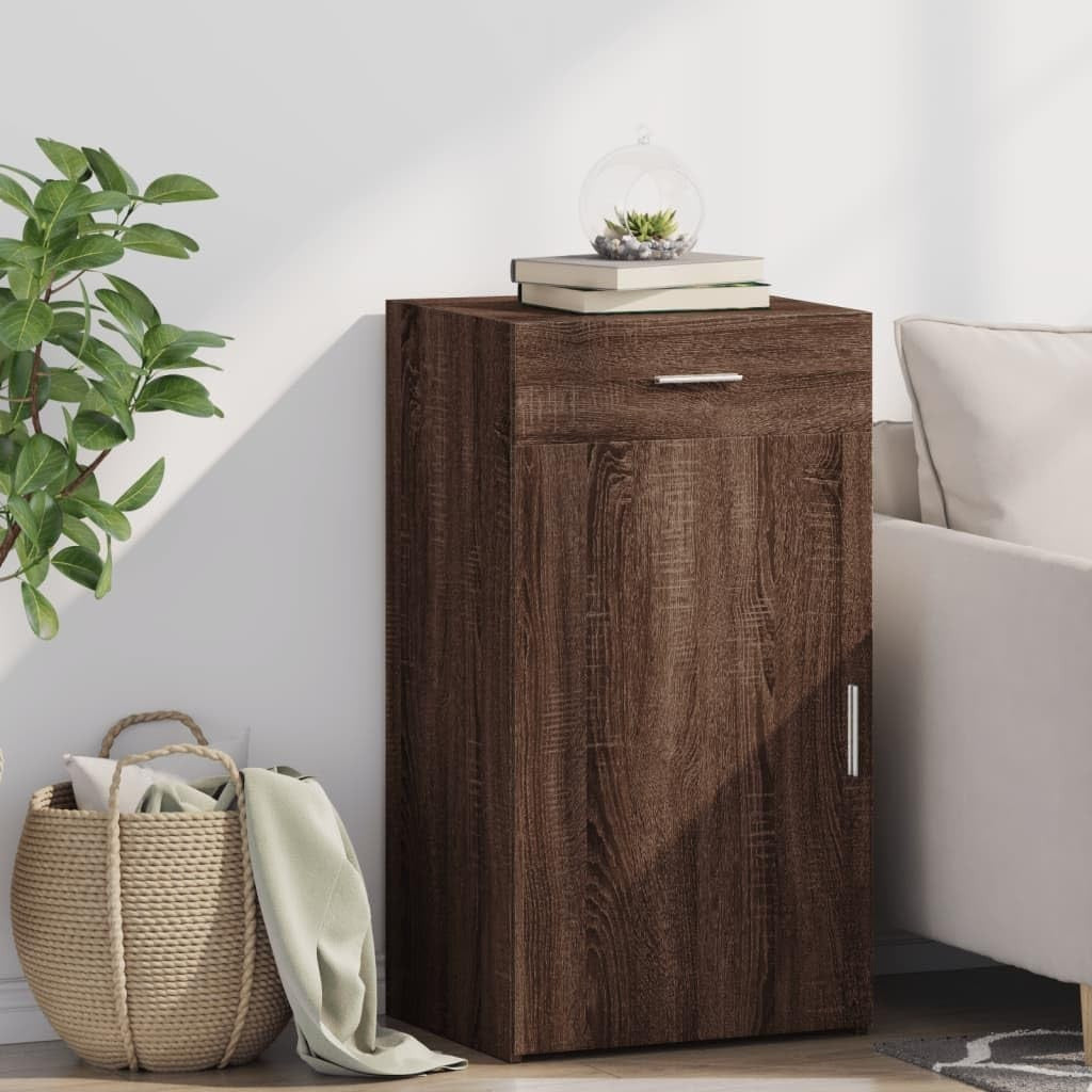 Brown Oak Sideboard Cabinet with Drawer & Cupboard – Durable & Spacious