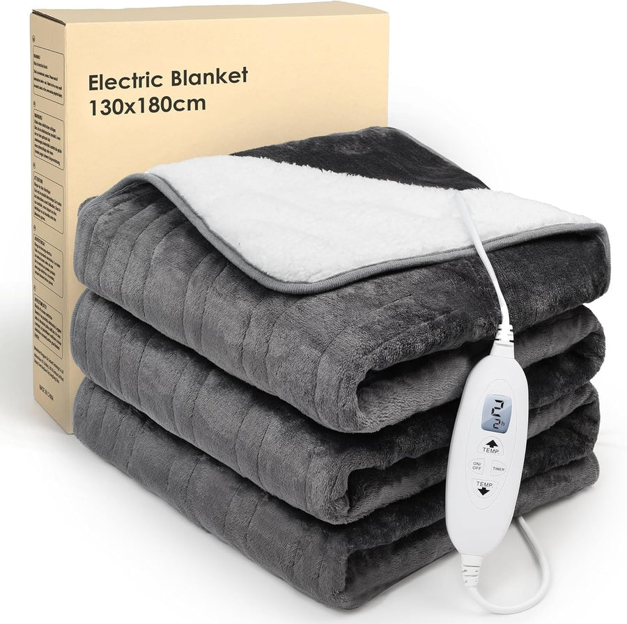 Electric Heated Throw Blanket 4 Heat Settings Auto Off LCD 180x130cm