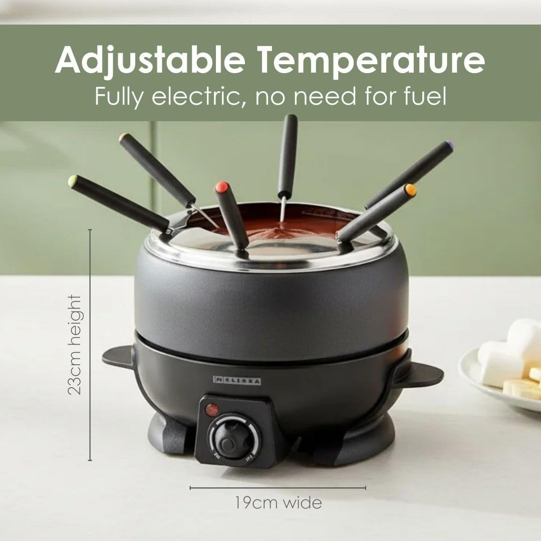 Electric Fondue Set 2.3L Cheese Chocolate Pot 6 Forks Black