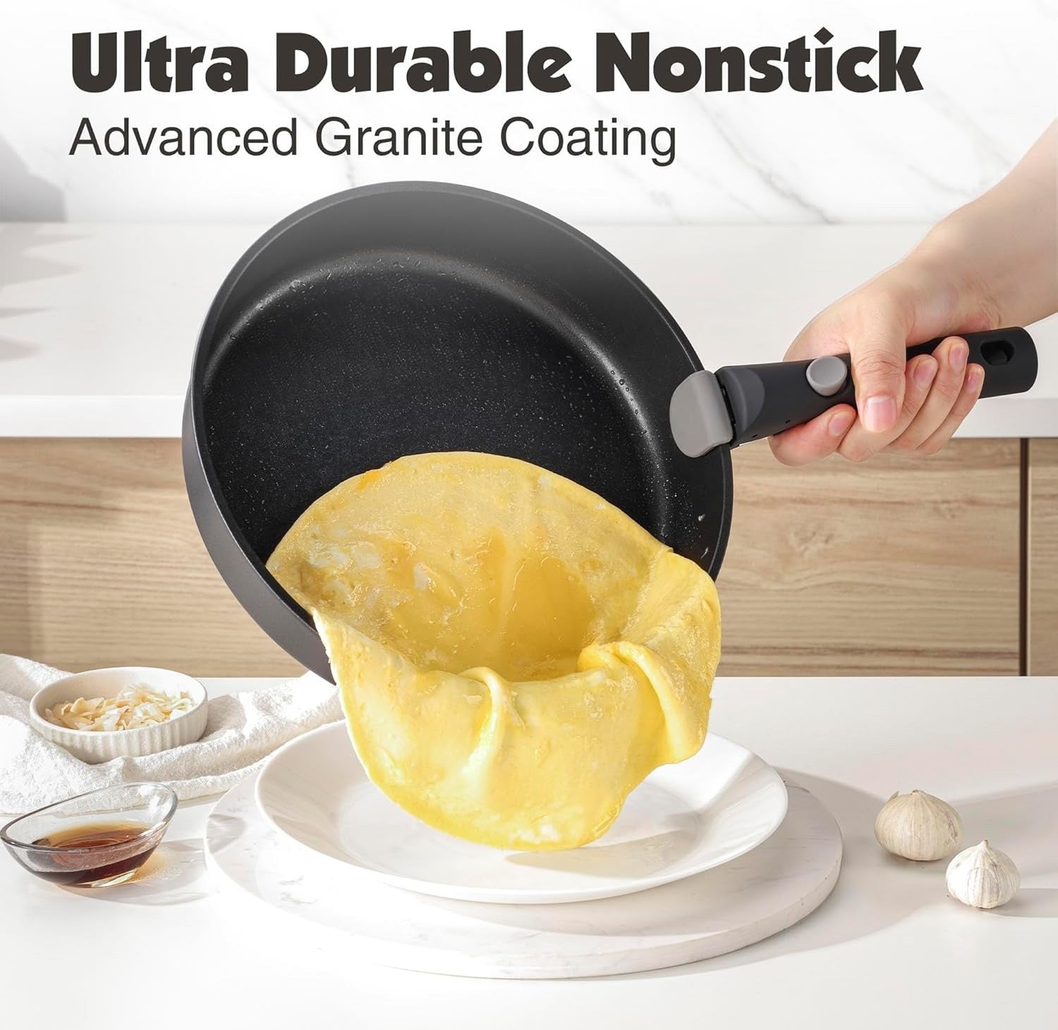 24pcs Black Non Stick Cookware Set Detachable Handle Induction Oven Safe