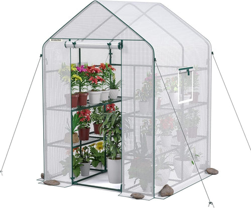Large Walk-In Greenhouse 8 Shelves | Waterproof PE Cover | Roll-Up Door
