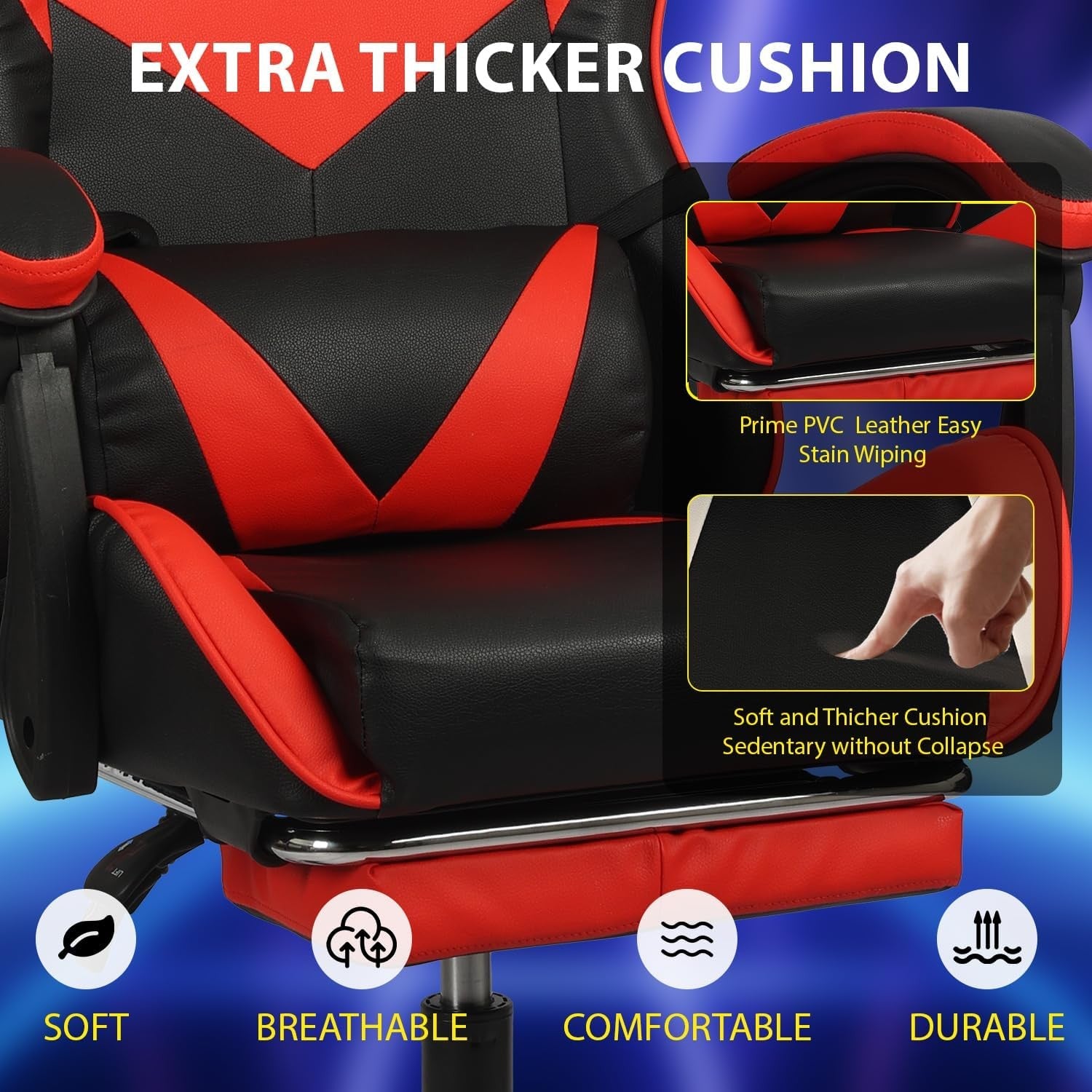 Gaming Chair with Footrest, Lumbar Support, Headrest & Adjustable Office Chair