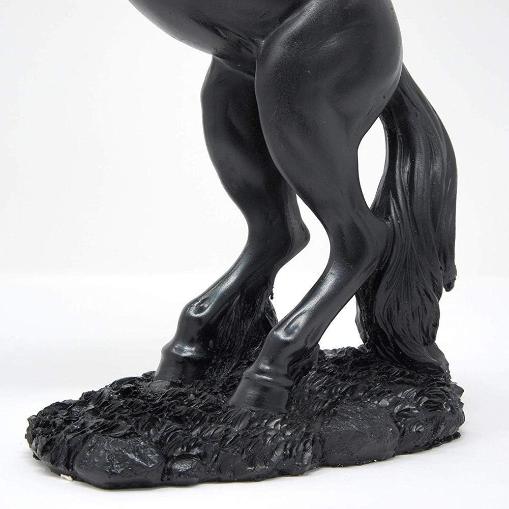 Rearing Horse Statue Black Resin Sculptural Decor Elegant Home Office Art