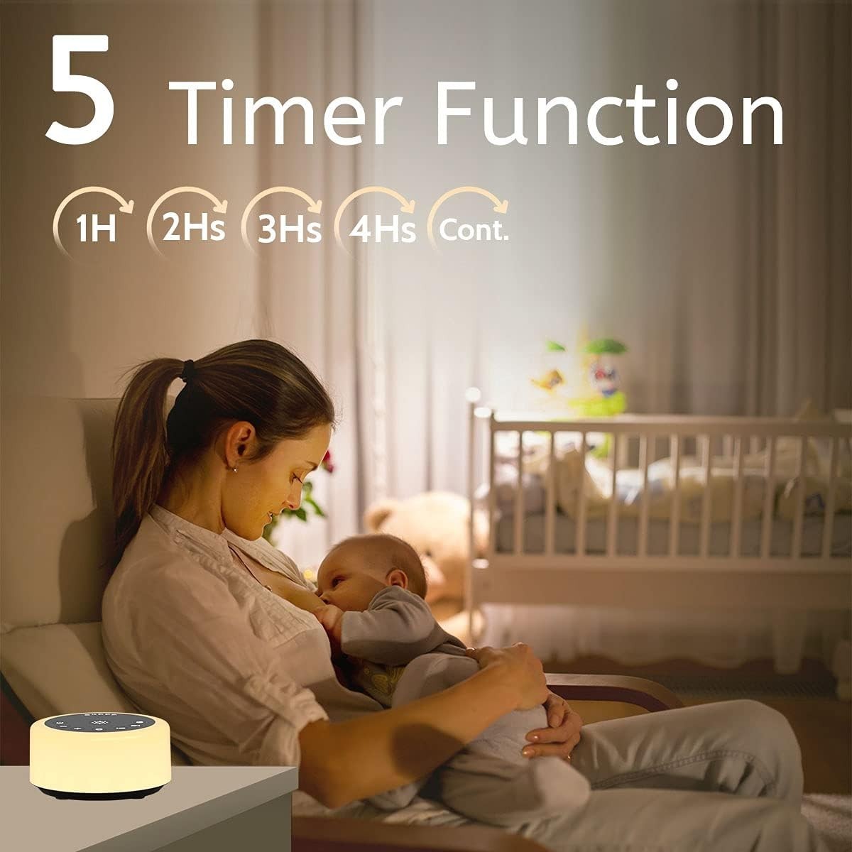 White Noise Machine for Baby Kids Adults with 30 Soothing Sounds & Night Light