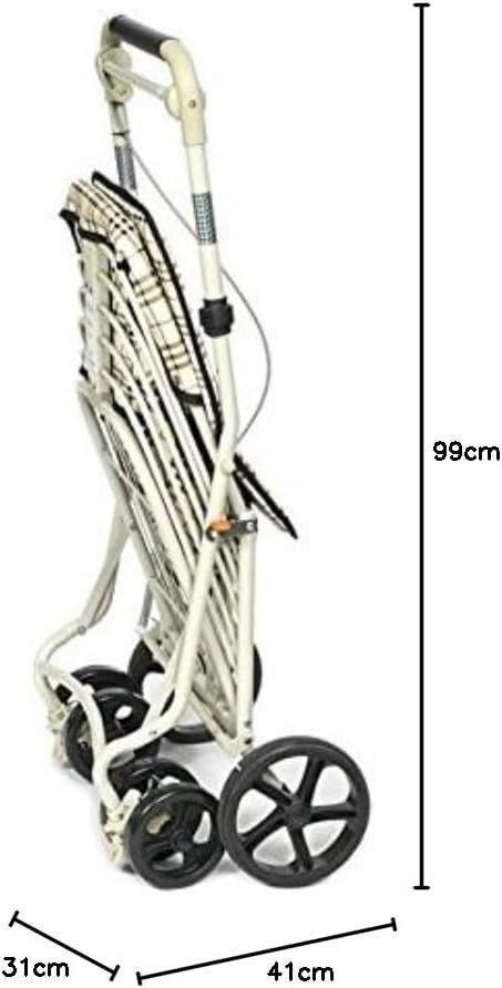 Foldable 6-Wheel Shopping Trolley With Seat Handbrake Navy