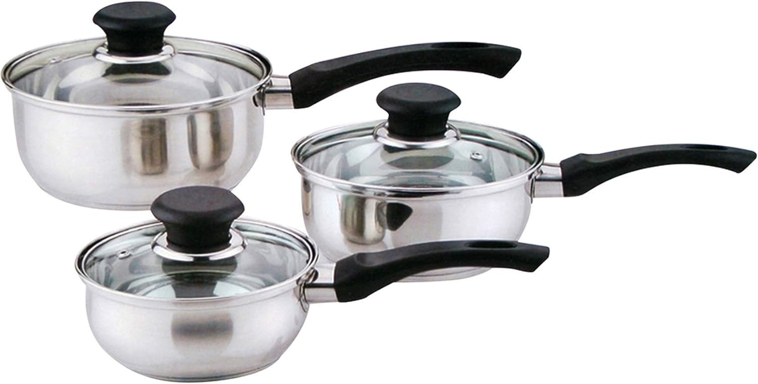 6 Pcs Stainless Steel Saucepan Essential Cookware Set with Glass Lids