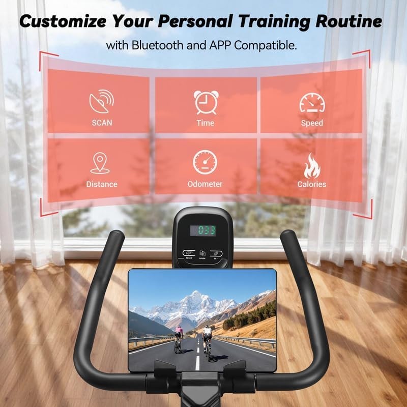 Quiet Magnetic Spin Bike w/ APP, LCD Monitor, Tablet Holder & 350lb Capacity