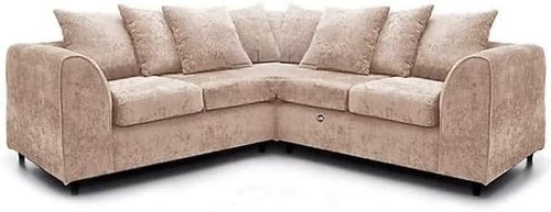 Beige 2C2 Corner Sofa 5 Seater – Comfy Fabric L Shape with Scatter Cushions