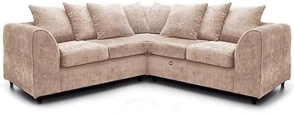 Beige 2C2 Corner Sofa 5 Seater – Comfy Fabric L Shape with Scatter Cushions
