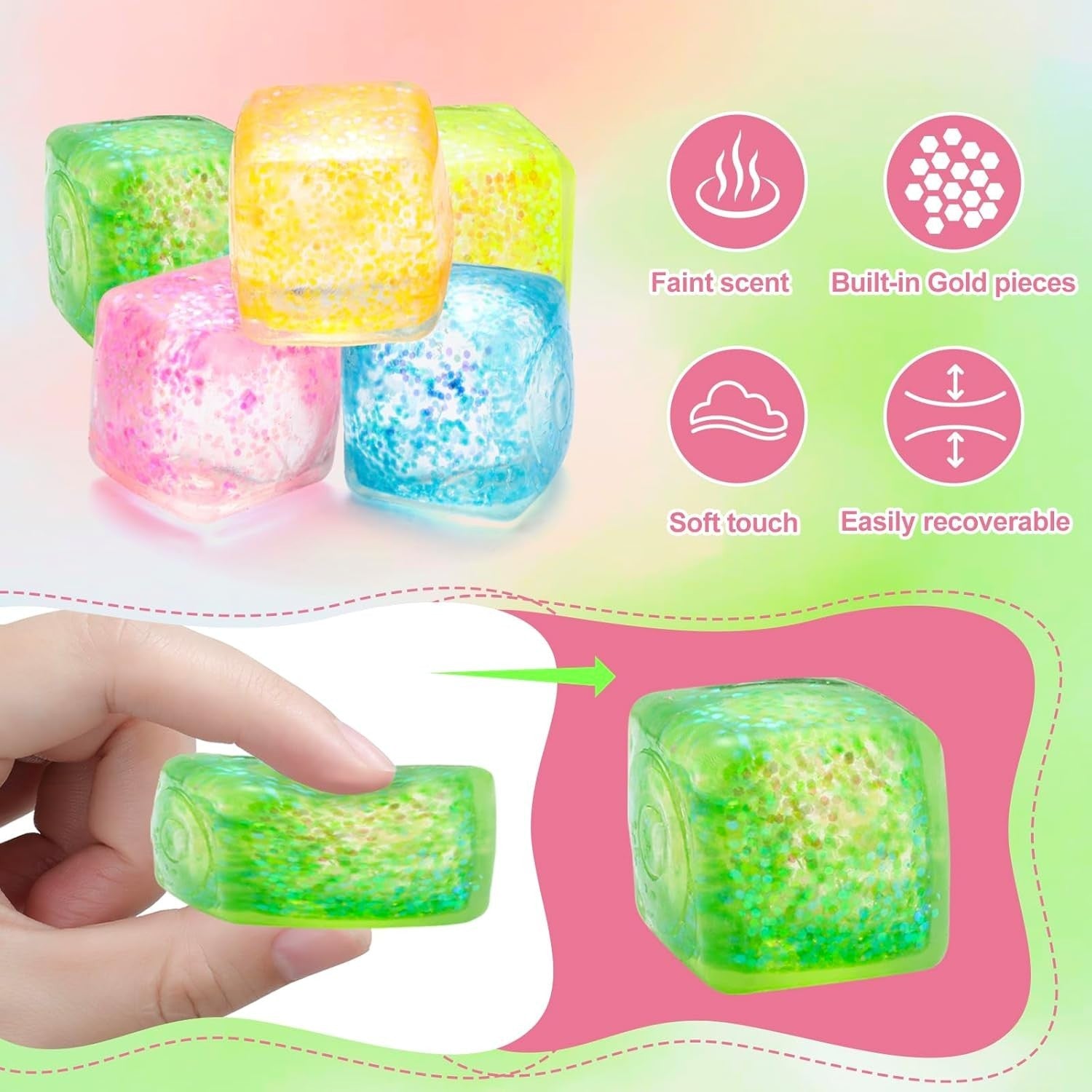 10PCS Stress Cube Squishy Fidget Toys Anxiety Relief Sensory