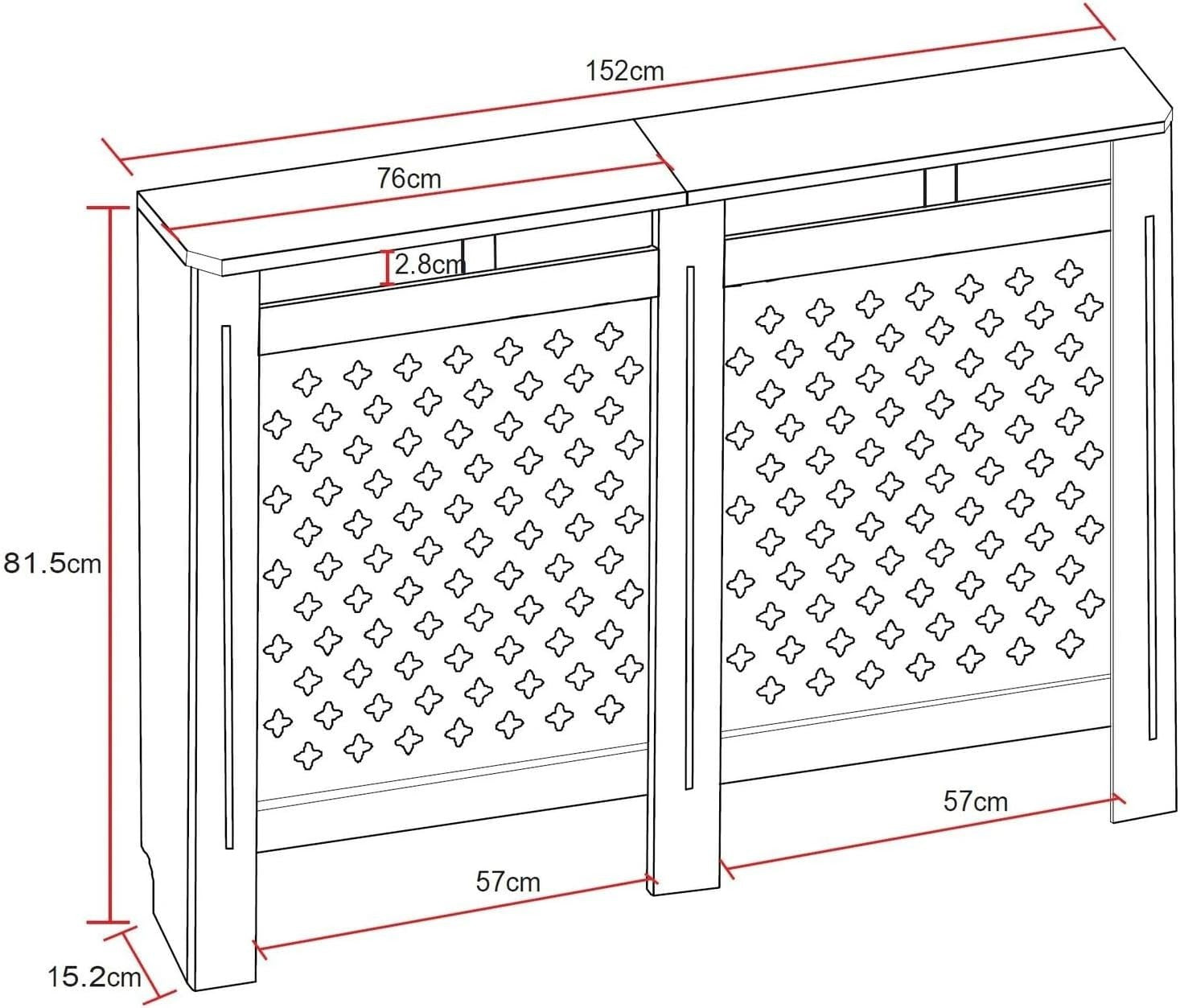 Modern Anthracite Radiator Cover Diamond Cross Pattern MDF Cabinet Large