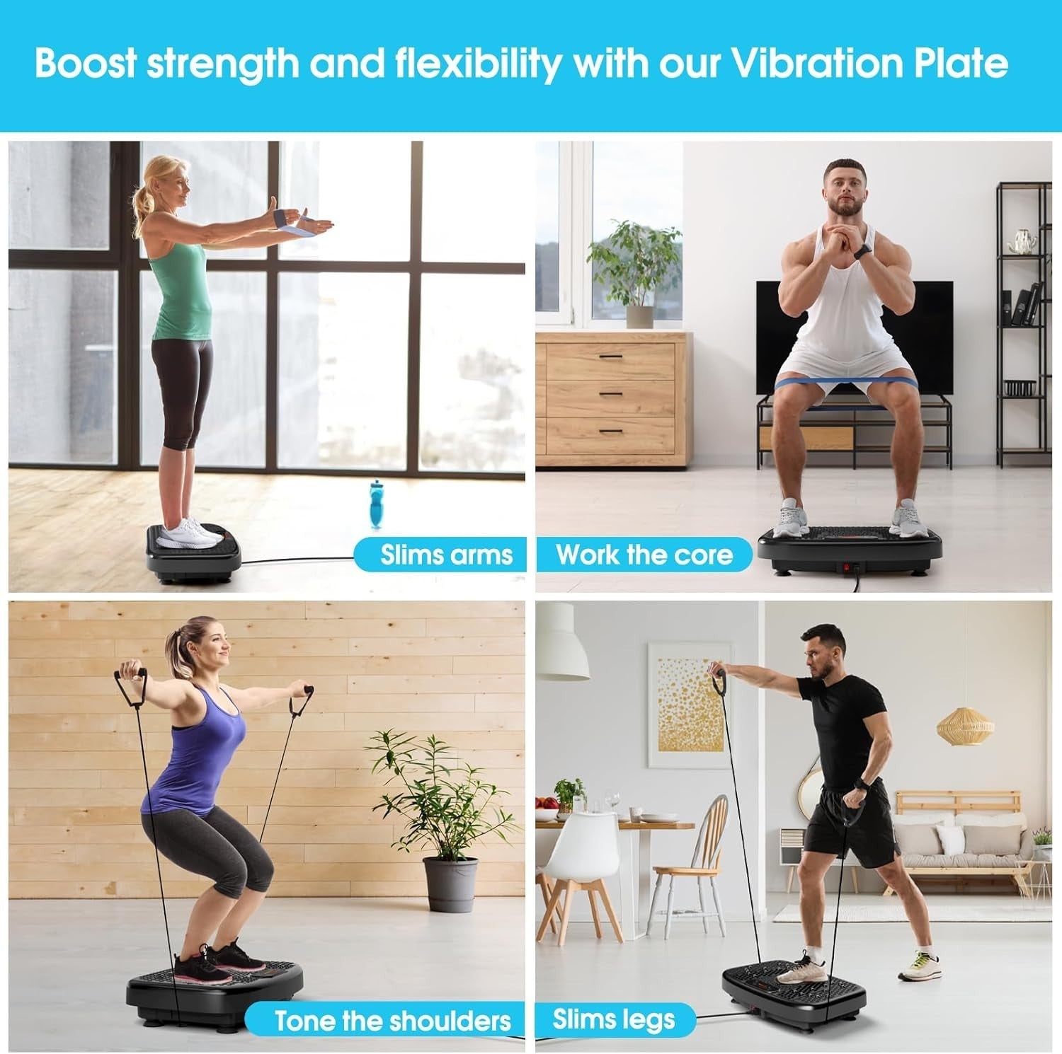 Black Vibration Plate Exercise Machine Lymphatic Drainage 120 Levels