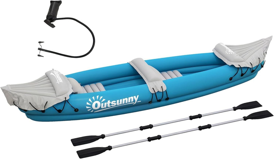 2 Person Inflatable Kayak Canoe Set w/ Pump Oars Repair Kit