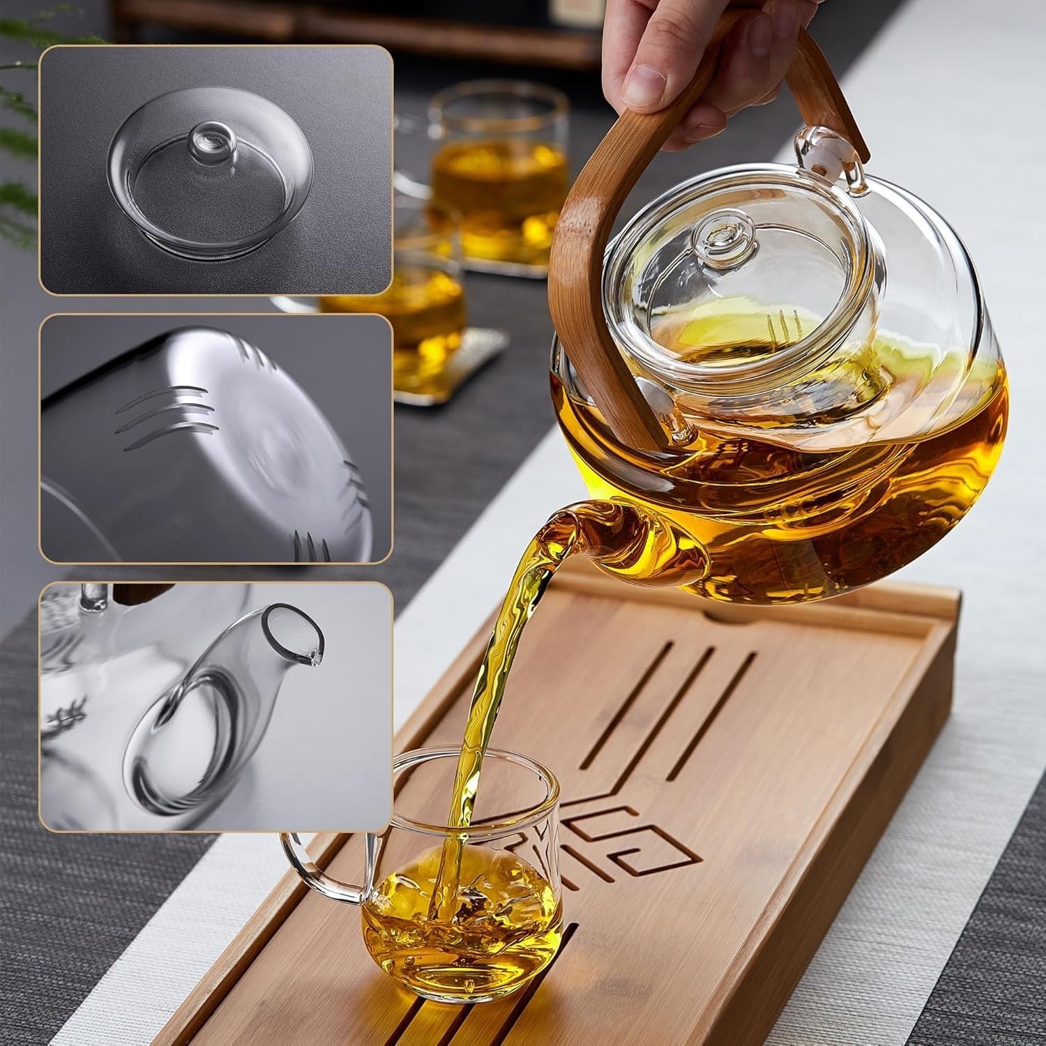 800ml Glass Teapot with Infuser Stovetop Safe Loose Leaf Tea Pot