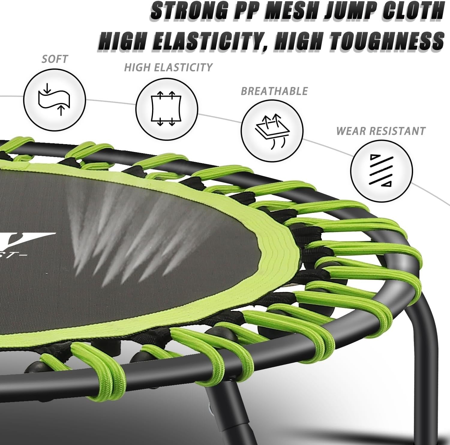 40in Quiet Bungee Rebounder Trampoline Indoor Low Impact Cardio