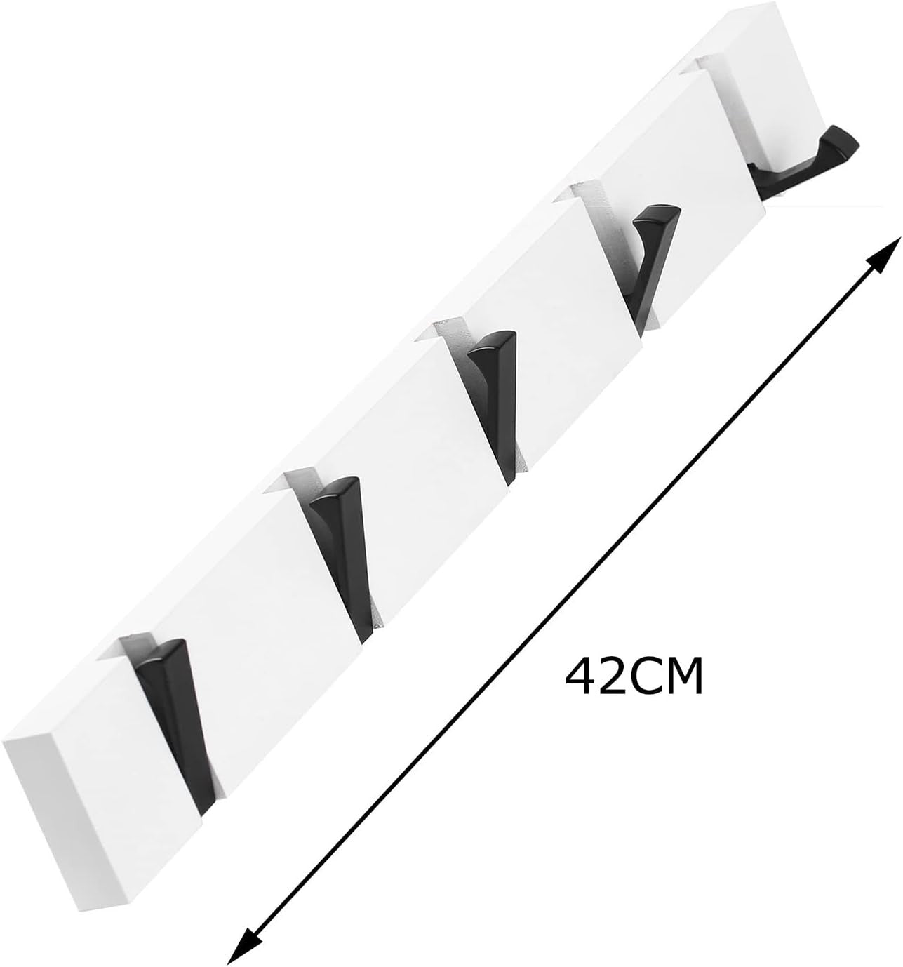 Wall Mounted Coat Hook Rack 2 Pack White Wood Foldable Hooks for Hallway Home